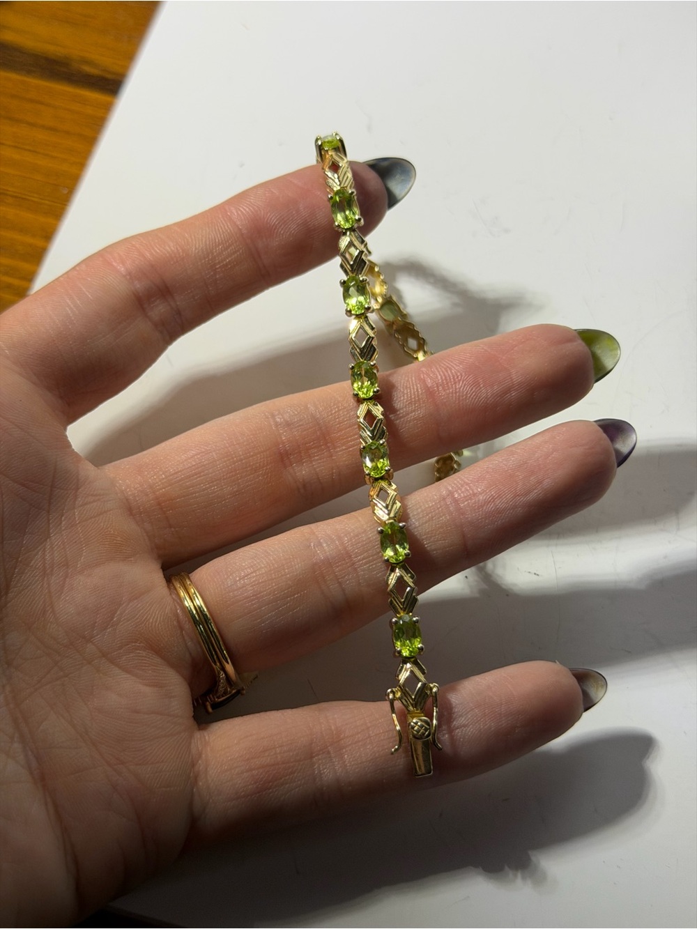 Vintage sterling silver peridot tennis bracelet